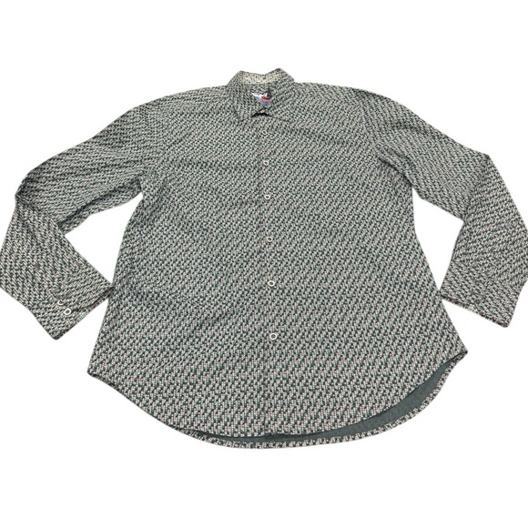 Robert Graham Green and Gray Men’s Size Large Casual Button Down Shirt - Picture 2 of 12